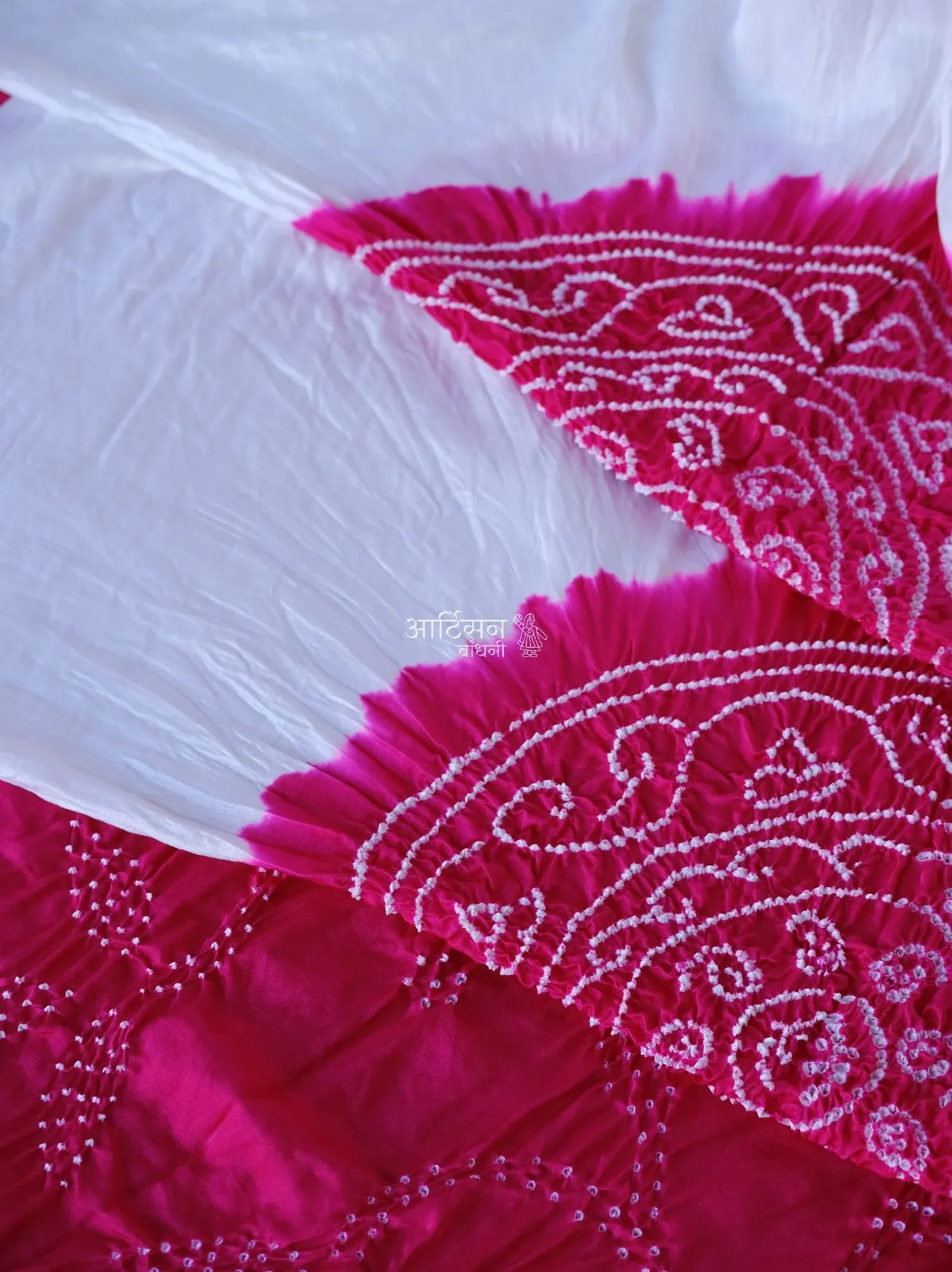 Dual Shade Bandhani Saree in Pure Gaji Silk