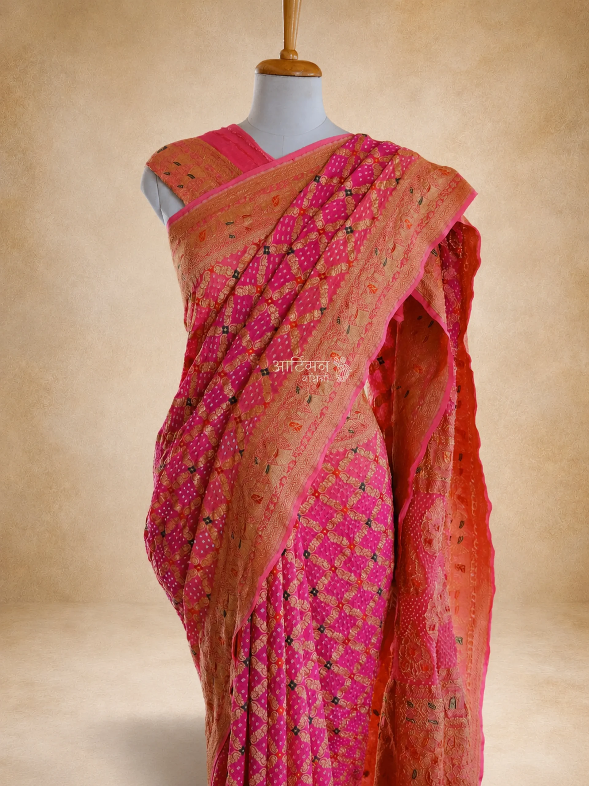 Authentic Handmade Bandhani Saree in Pure Georgette
