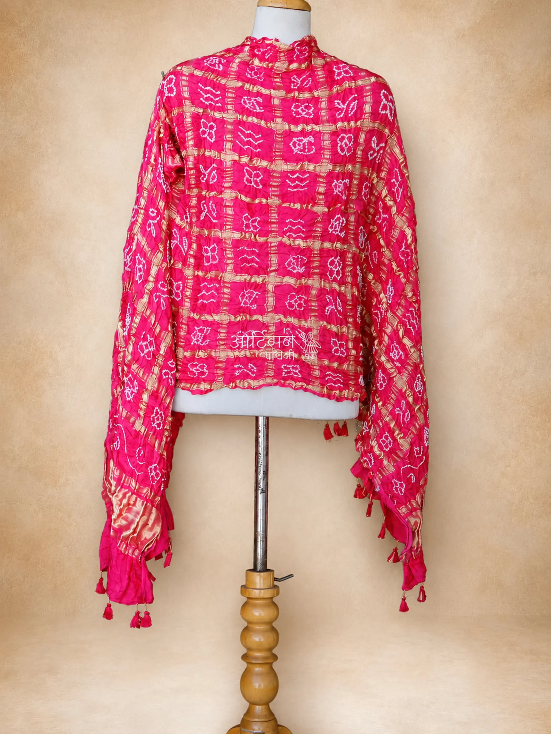 Luxury Handmade Pure Gaji Silk Bandhani Dupatta