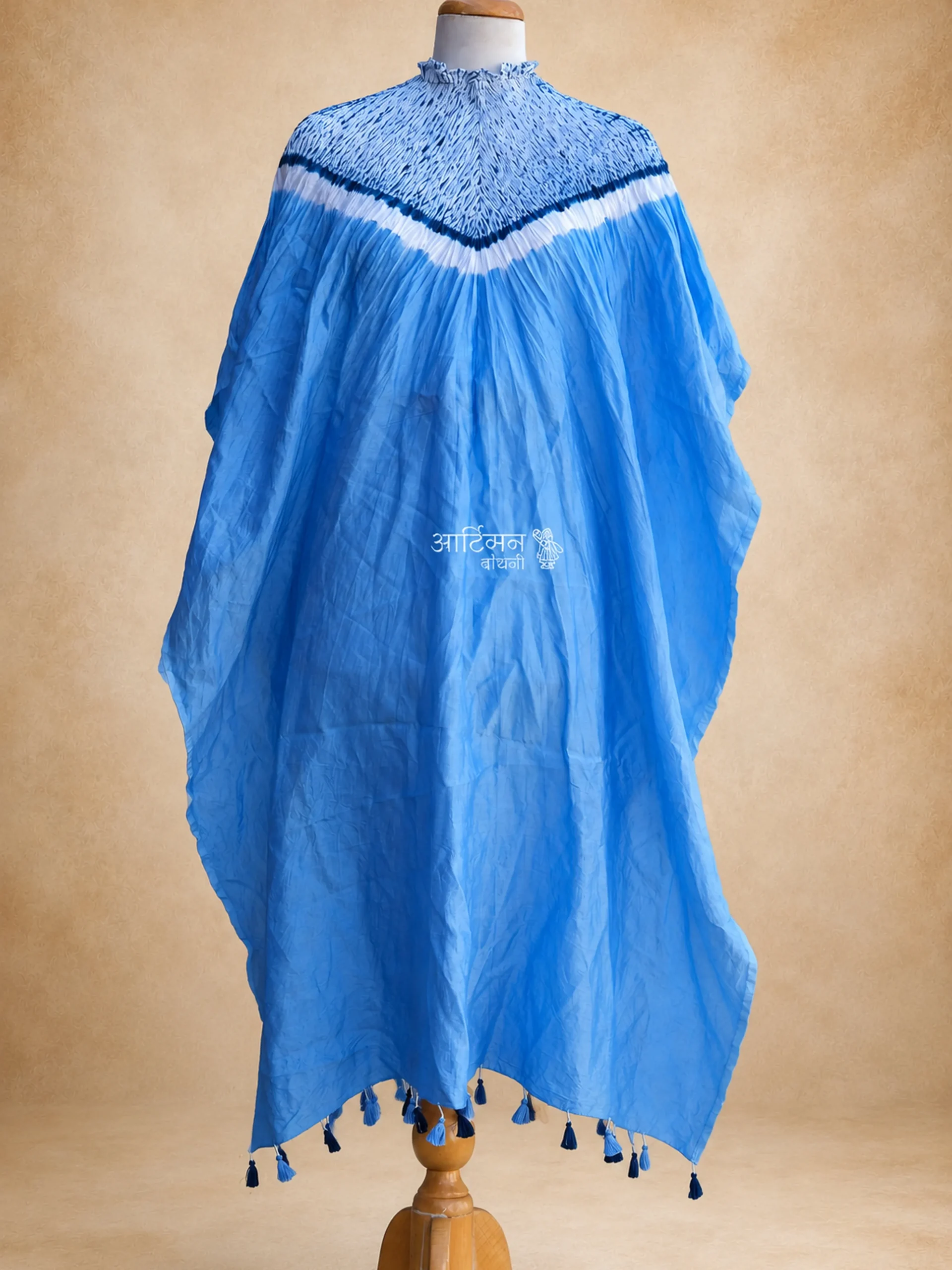 Shibori Blue Chanderi Kaftan