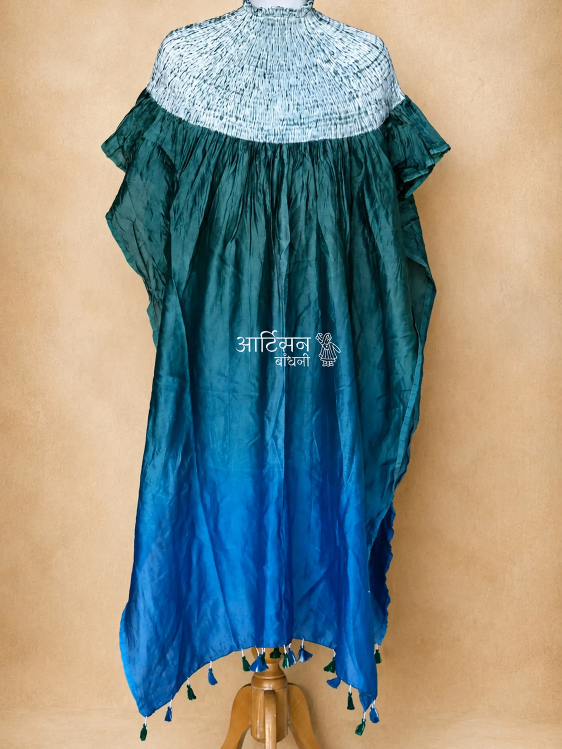 Shibori Chanderi Kaftan