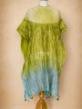 Shibori Green Front Tissue Chanderi Kaftan