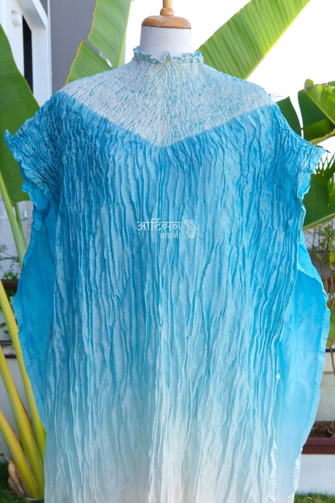 Shibori  Front Tissue Chanderi Kaftan