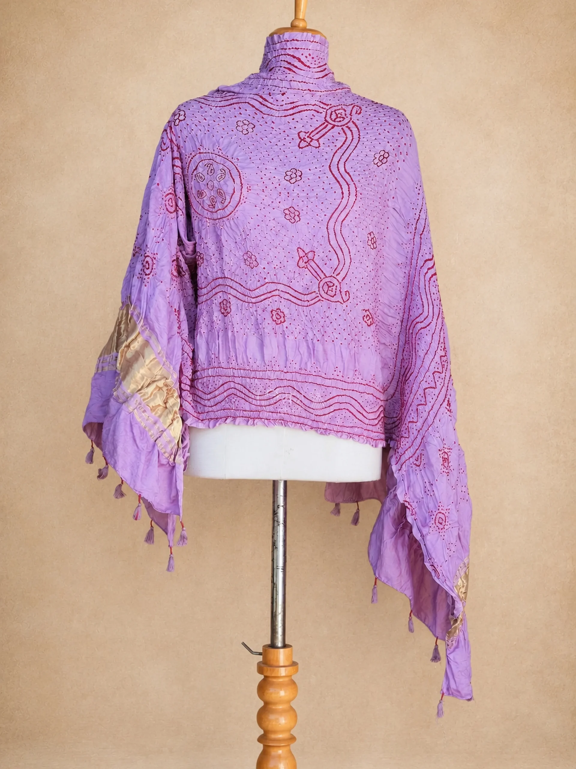 Luxury Handmade Pure Gaji Silk Bandhani Dupatta