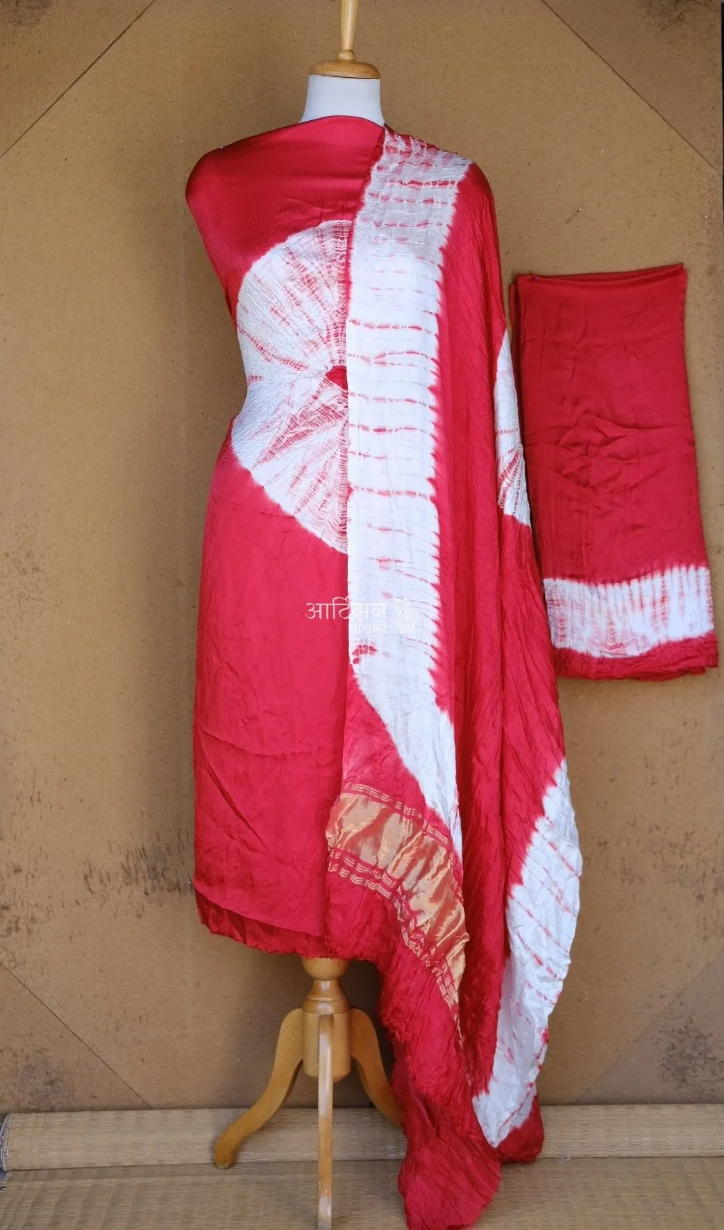 Red Mirage – Luxury Bandhani Modal Silk Dress Material