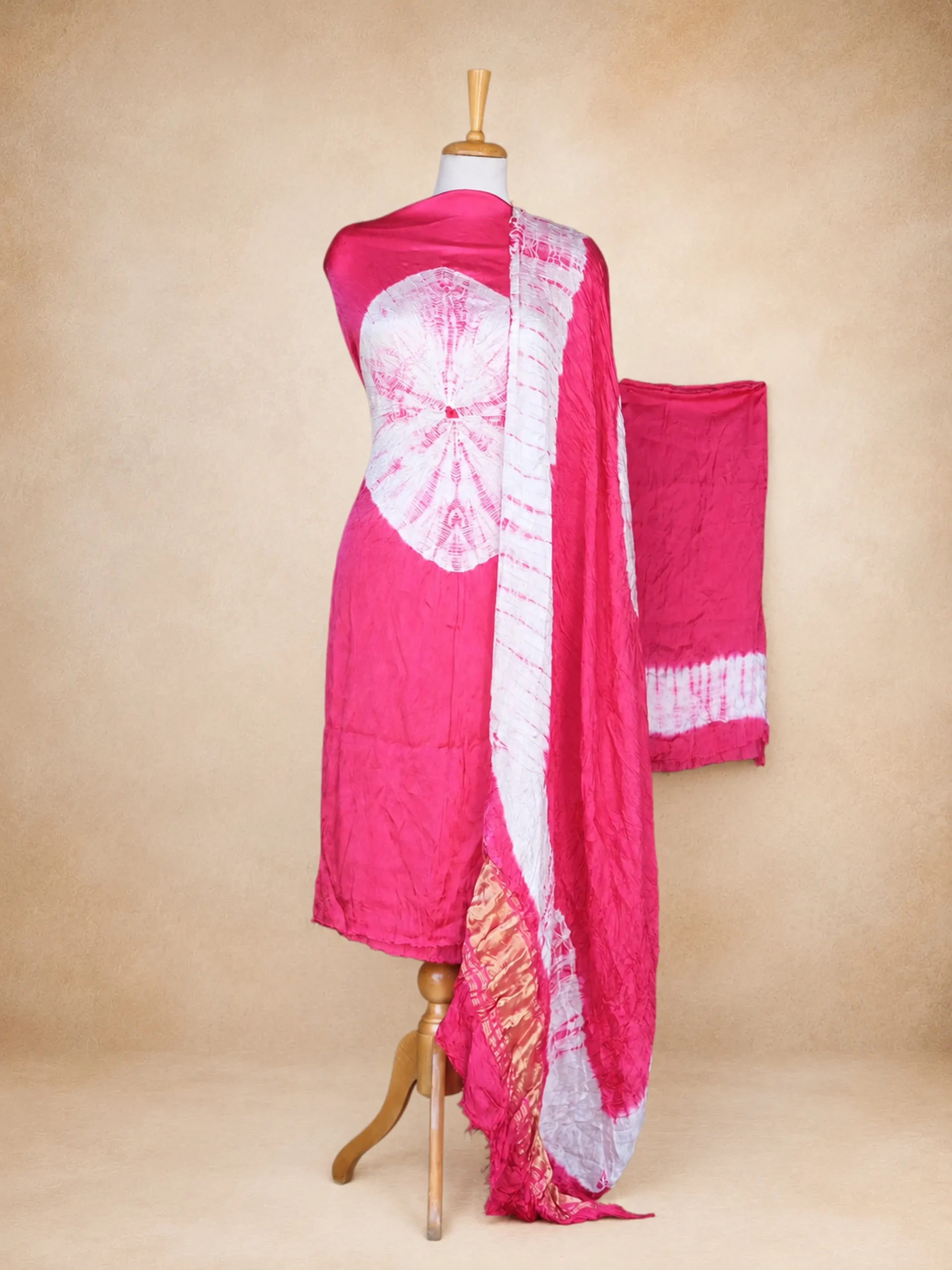 Gulabi Aura – Artisan Modal Silk Bandhani Dress Material