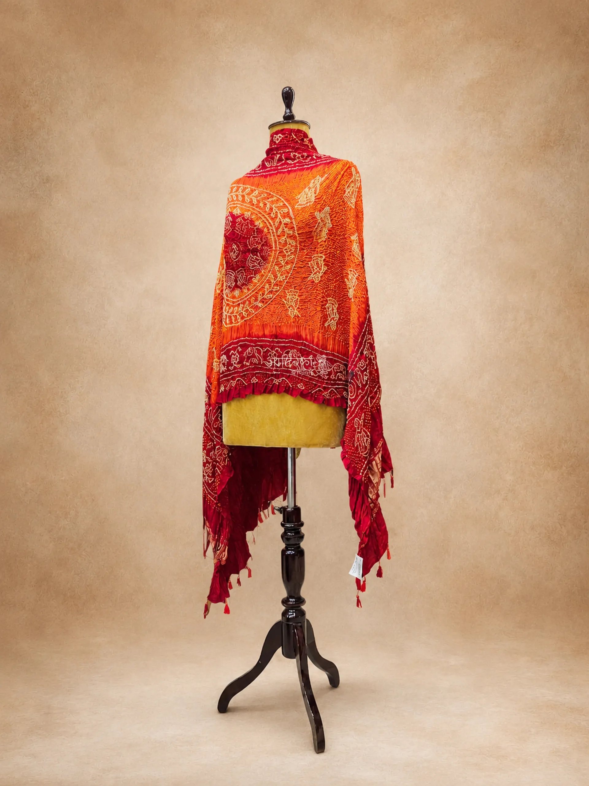 Handmade Bandhani Dupatta in Pure Gaji Silk