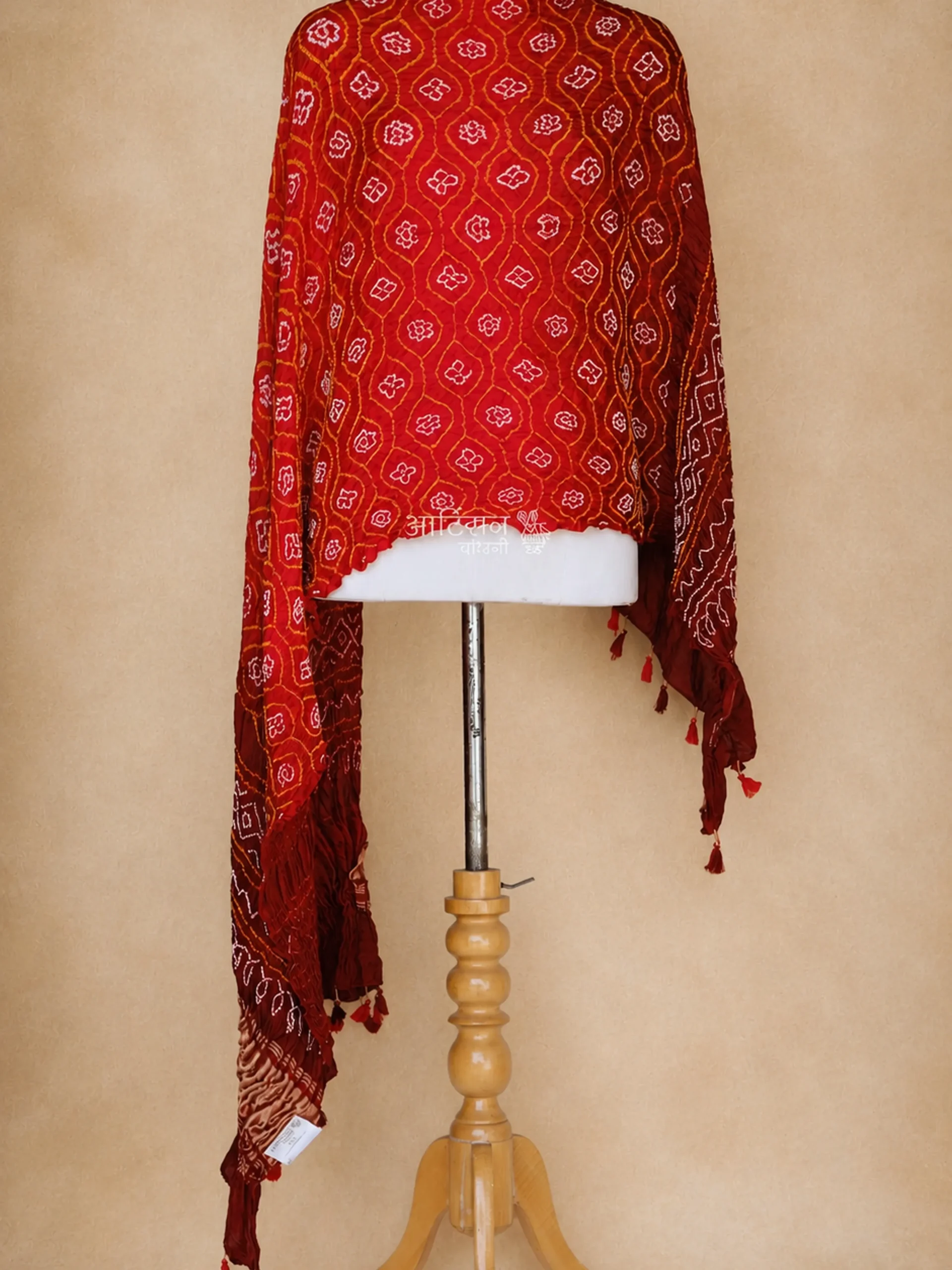 Handmade Bandhani Dupatta in Pure Gaji Silk