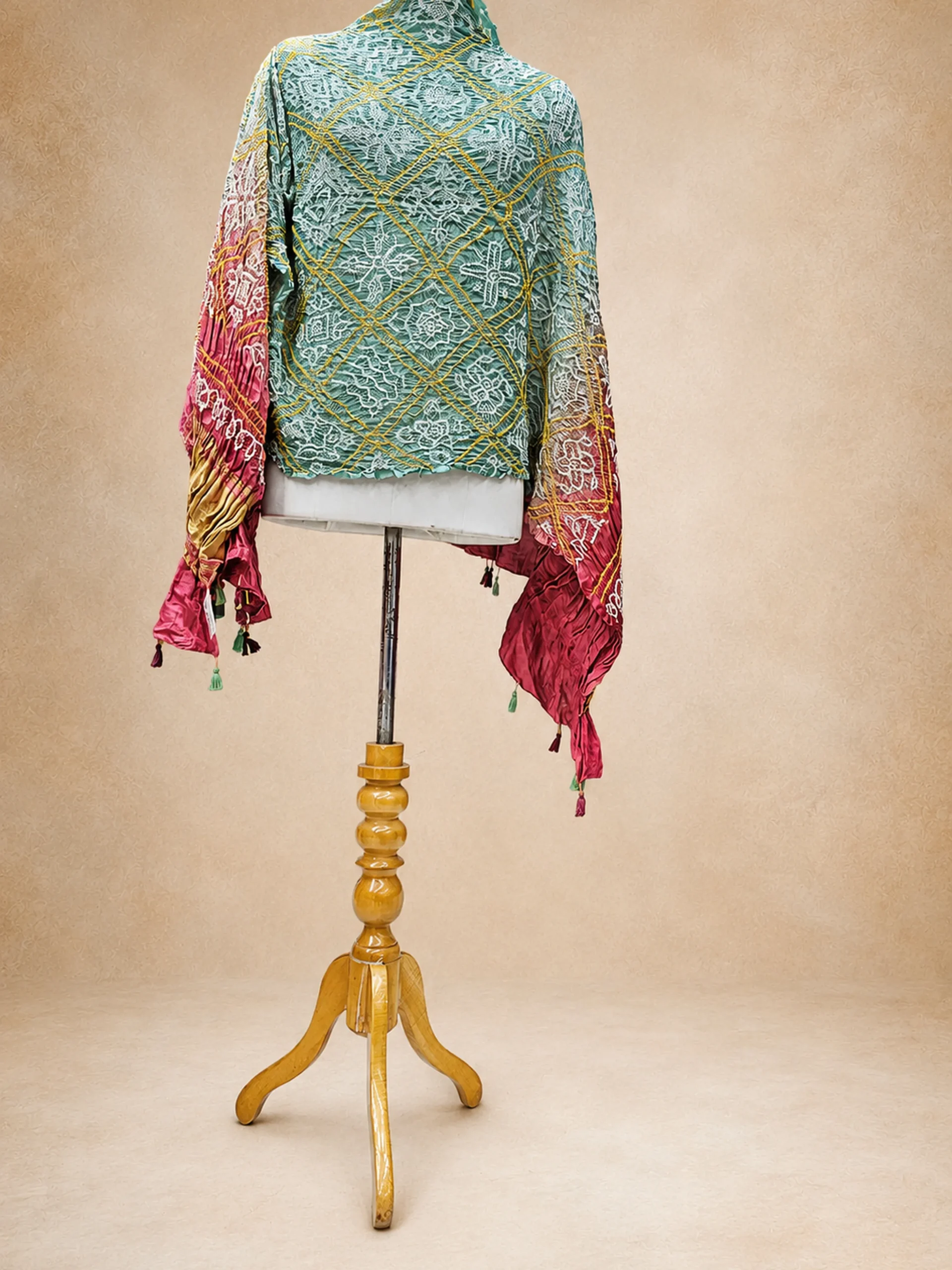Artisanal Kutchi Bandhani Gaji Silk Dupatta
