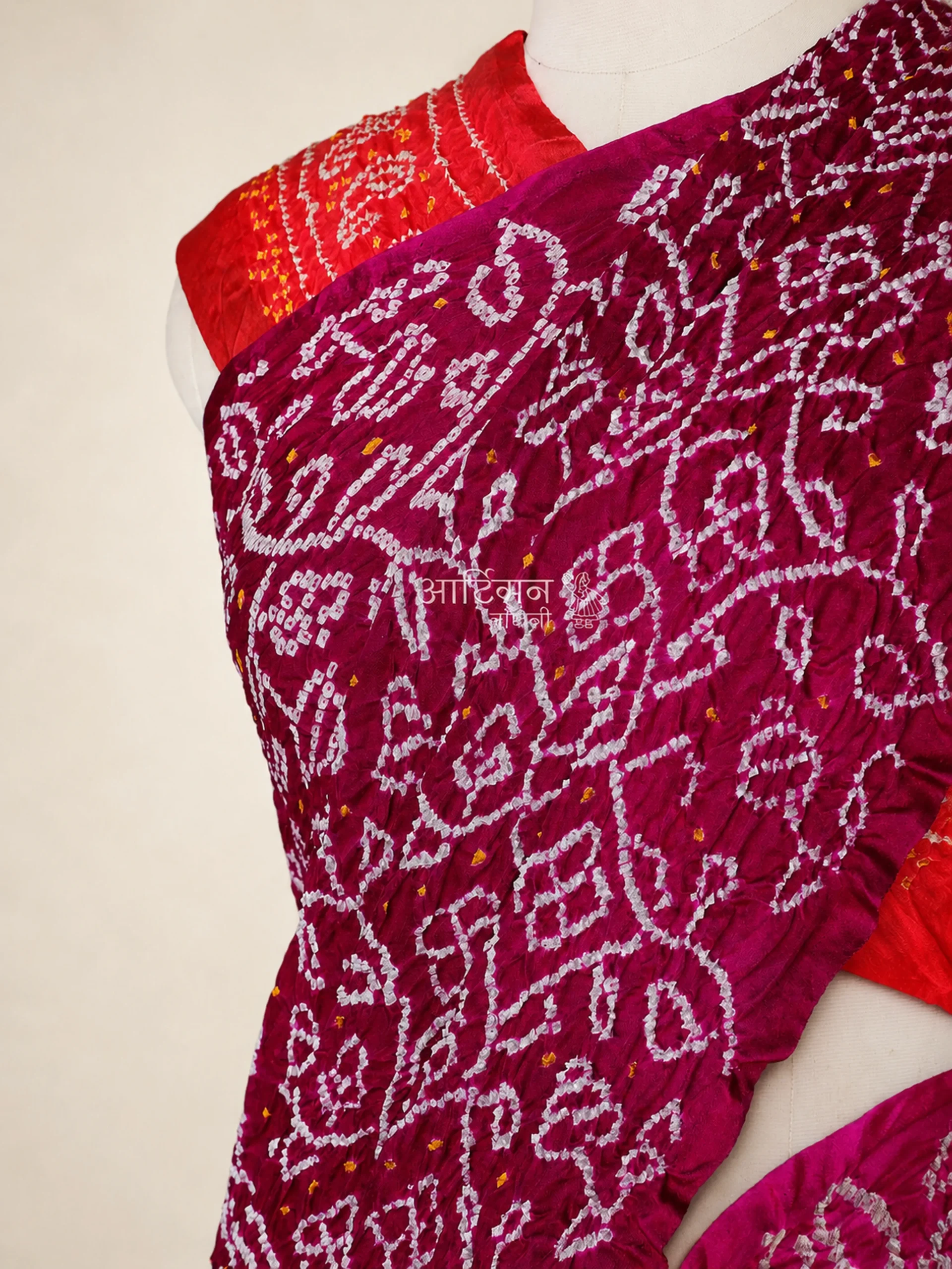 Hand Tied Bandhani Saree in Pure Gaji Silk