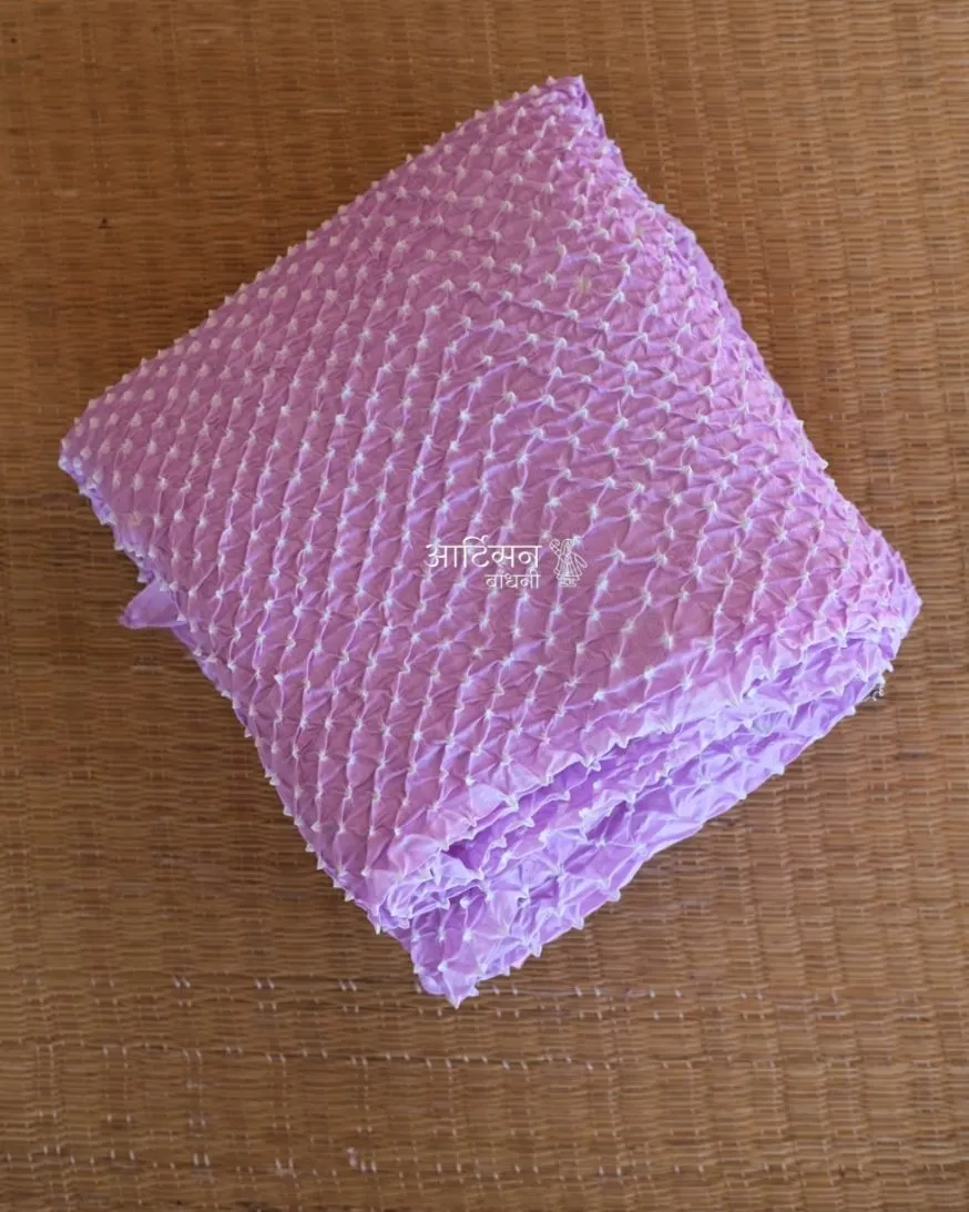 Royal Plum Chanderi Silk - Artisan Hand-Tied Micro-Dana Bandhani