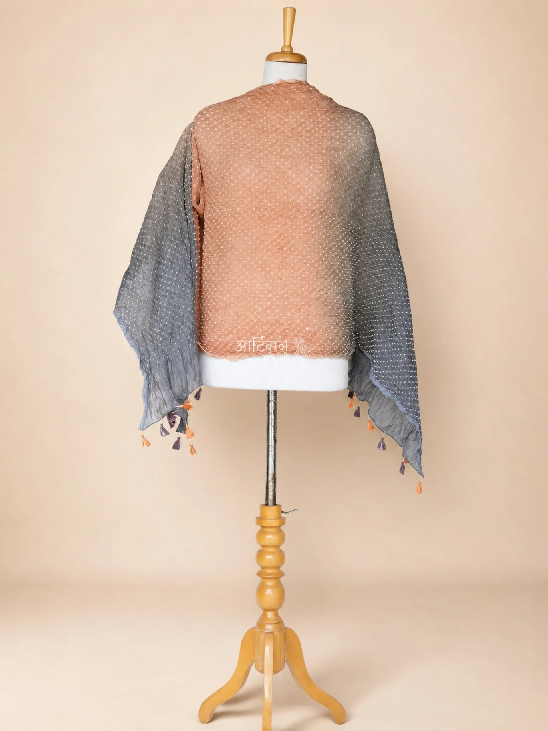 Indigo Earth – Pure Chanderi Silk Bandhani Dupatta