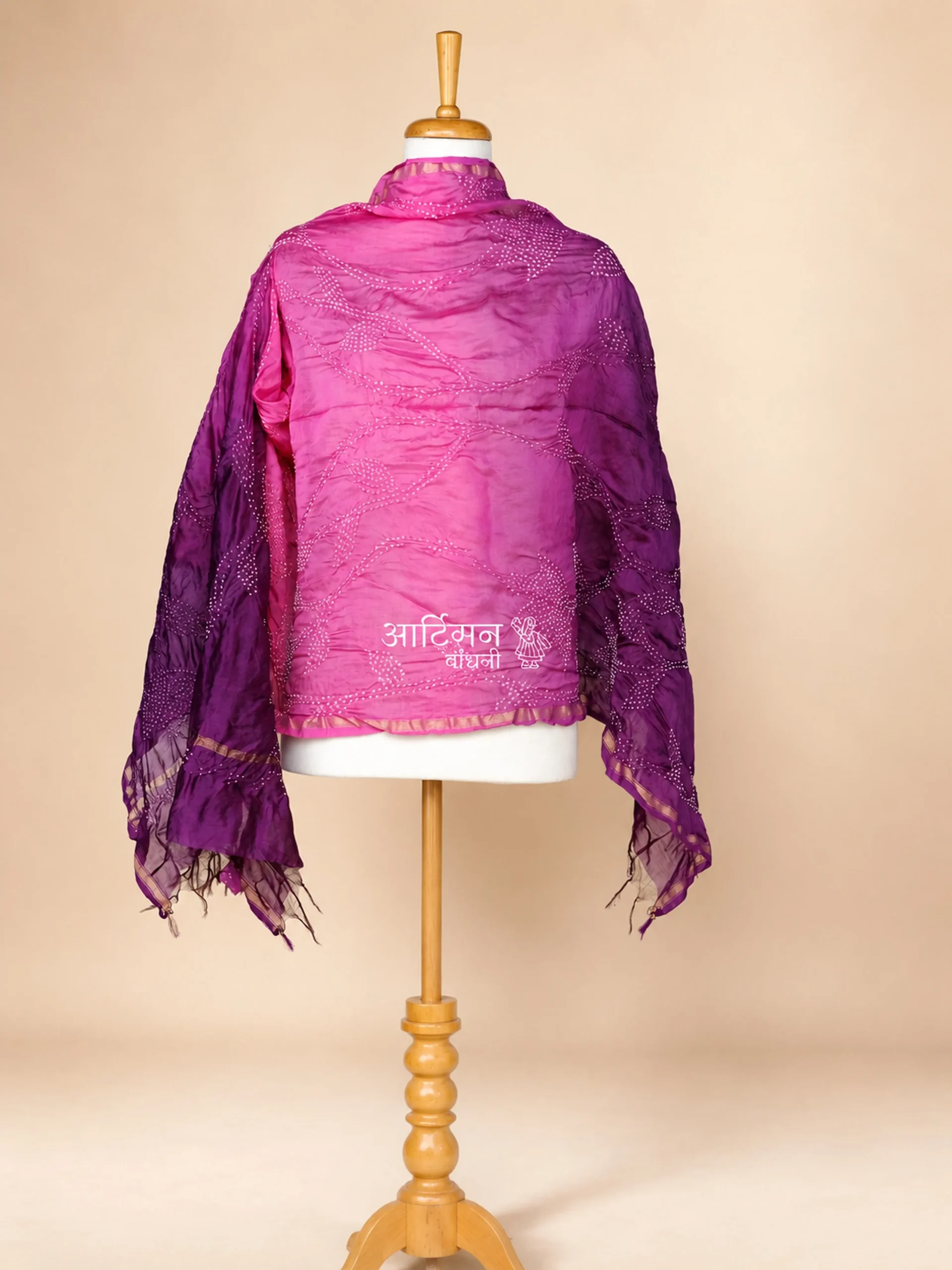 Orchid Rosé – Pure Chanderi Silk Bandhani Dupatta