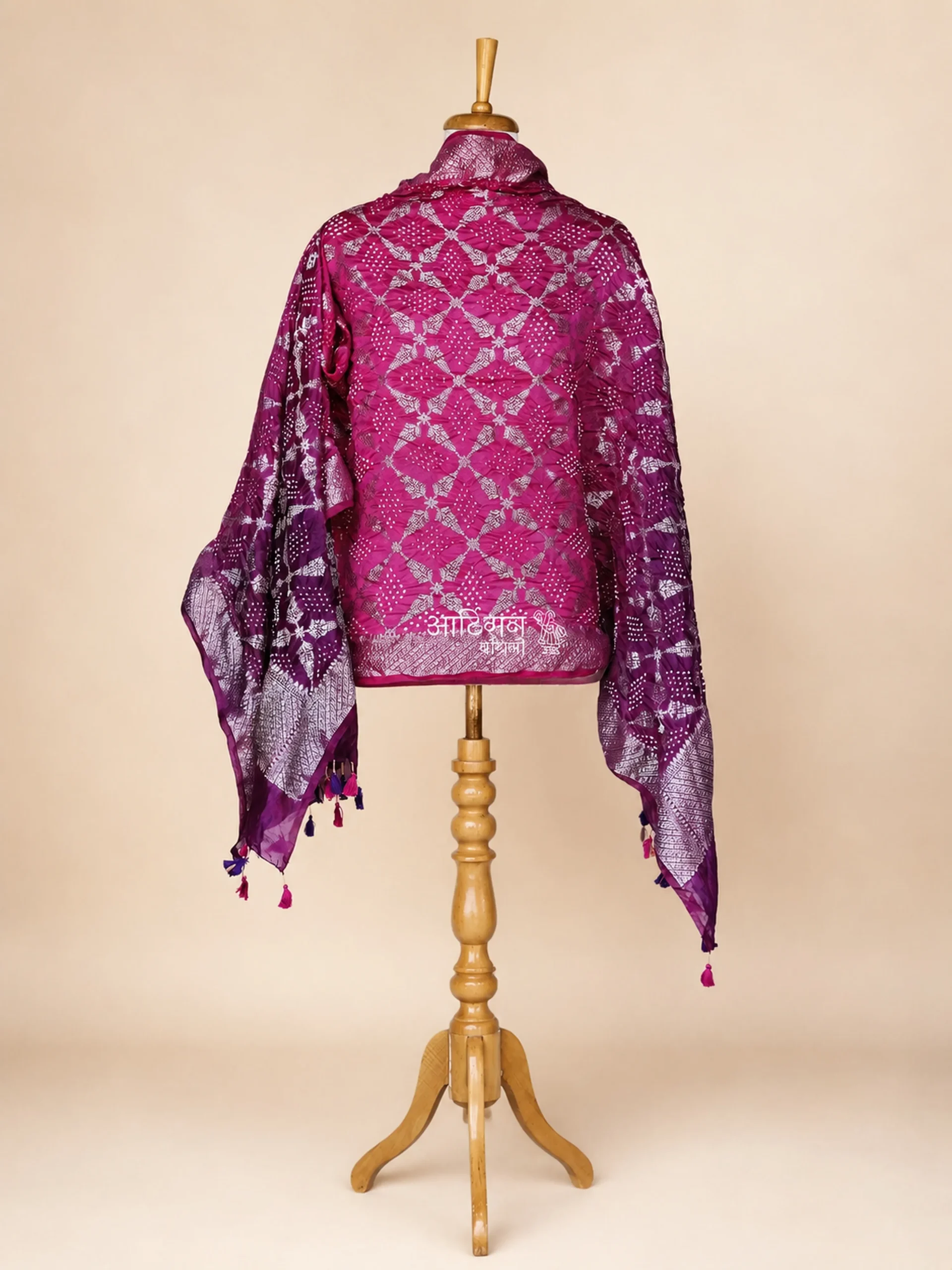 The Amethyst Bloom – Handcrafted Chanderi Silk Bandhani Dupatta