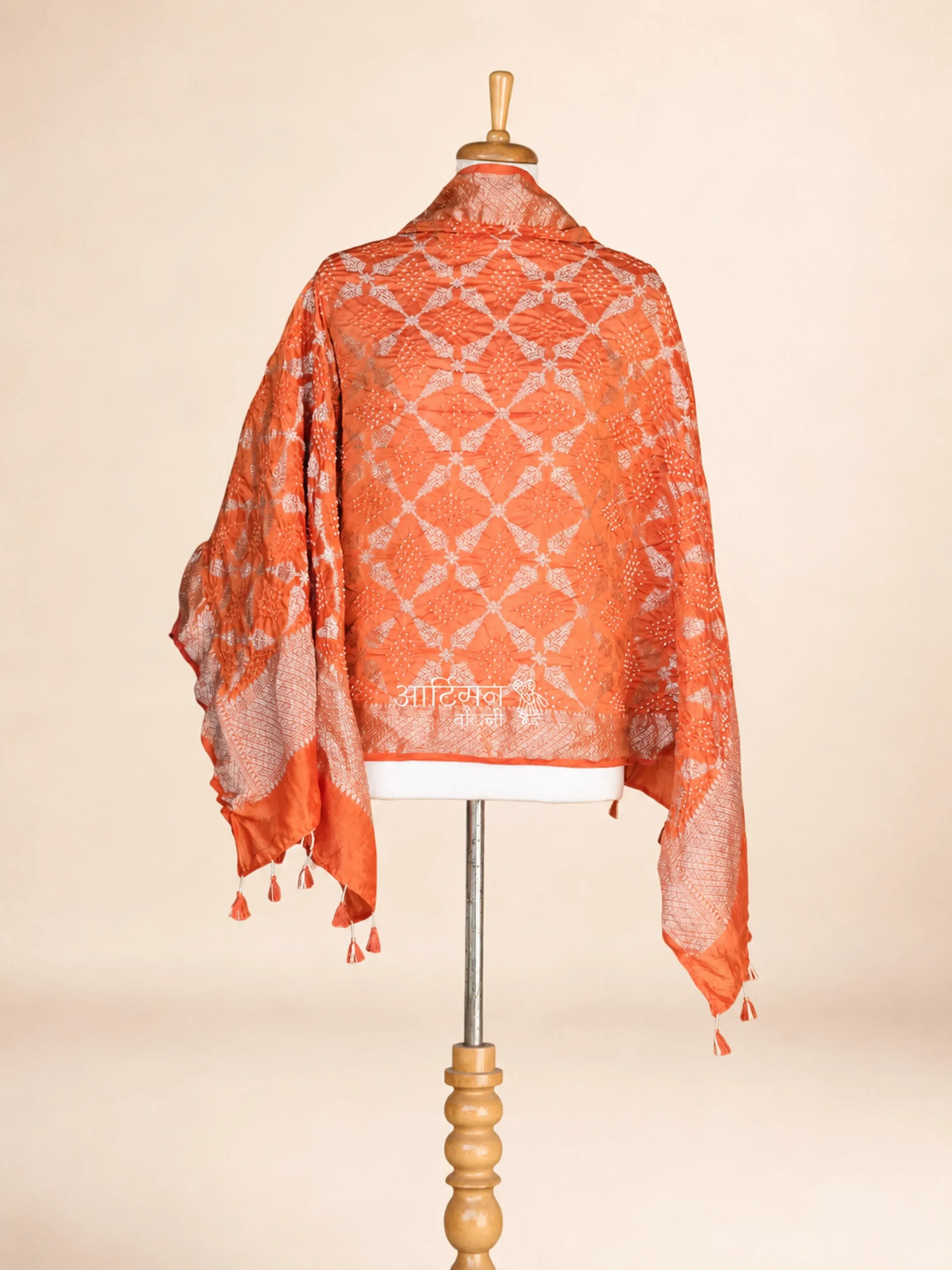 Sunfire Heirloom – Hand-Tied Chanderi Silk Bandhani Dupatta