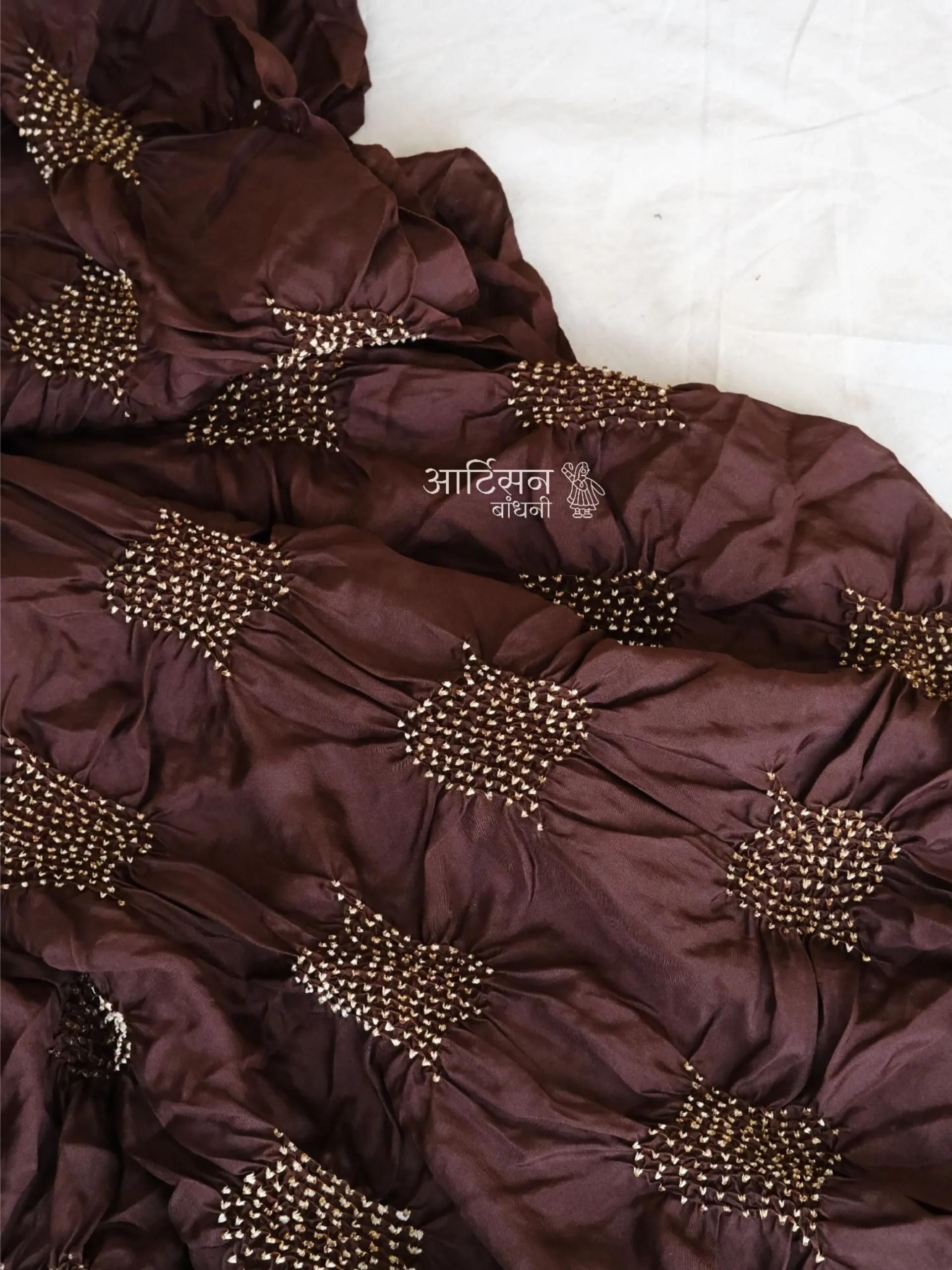 Premium Shades of Brown Habutai Silk Unstitched Kurta Material Piece