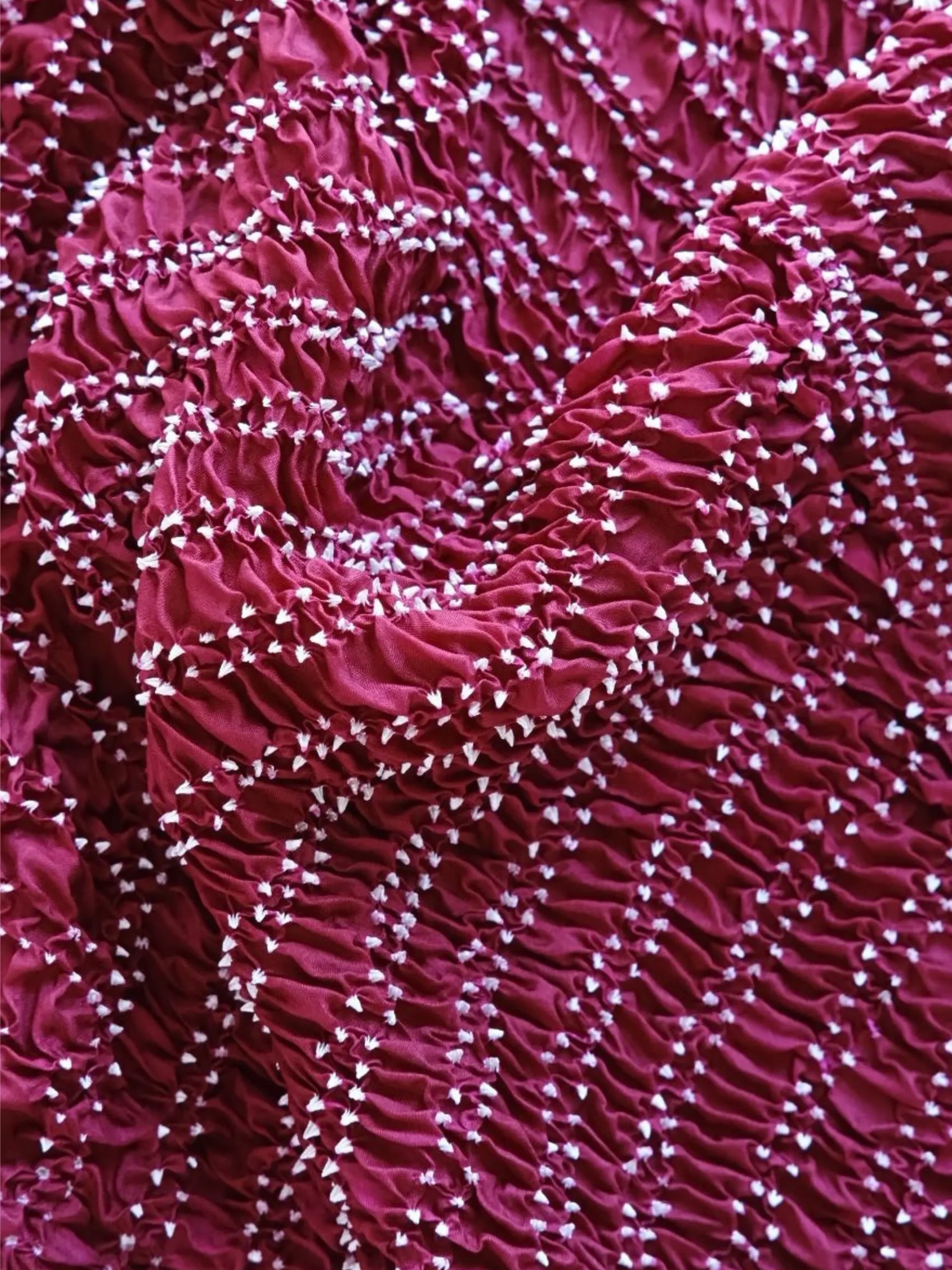 Bordeaux Velvet Habutai Silk - Heritage Hand-Tied Bandhani