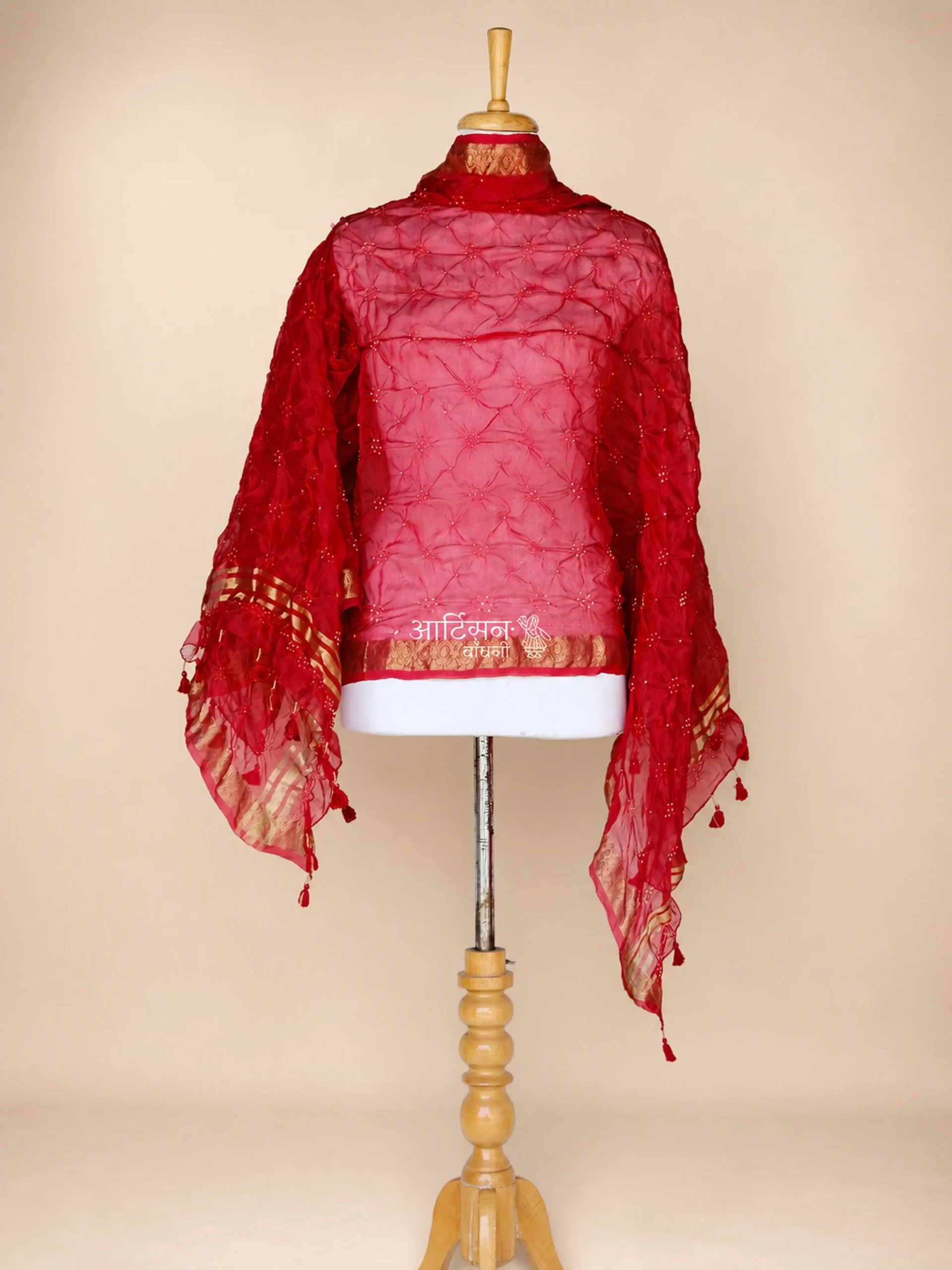 The Scarlet Heirloom – Handmade Bandhani Dupatta