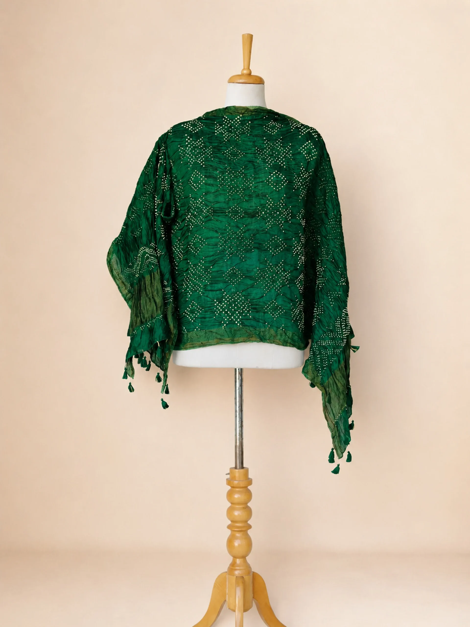 The Forest Jewel – Handcrafted Pure Silk Bandhani Dupatta