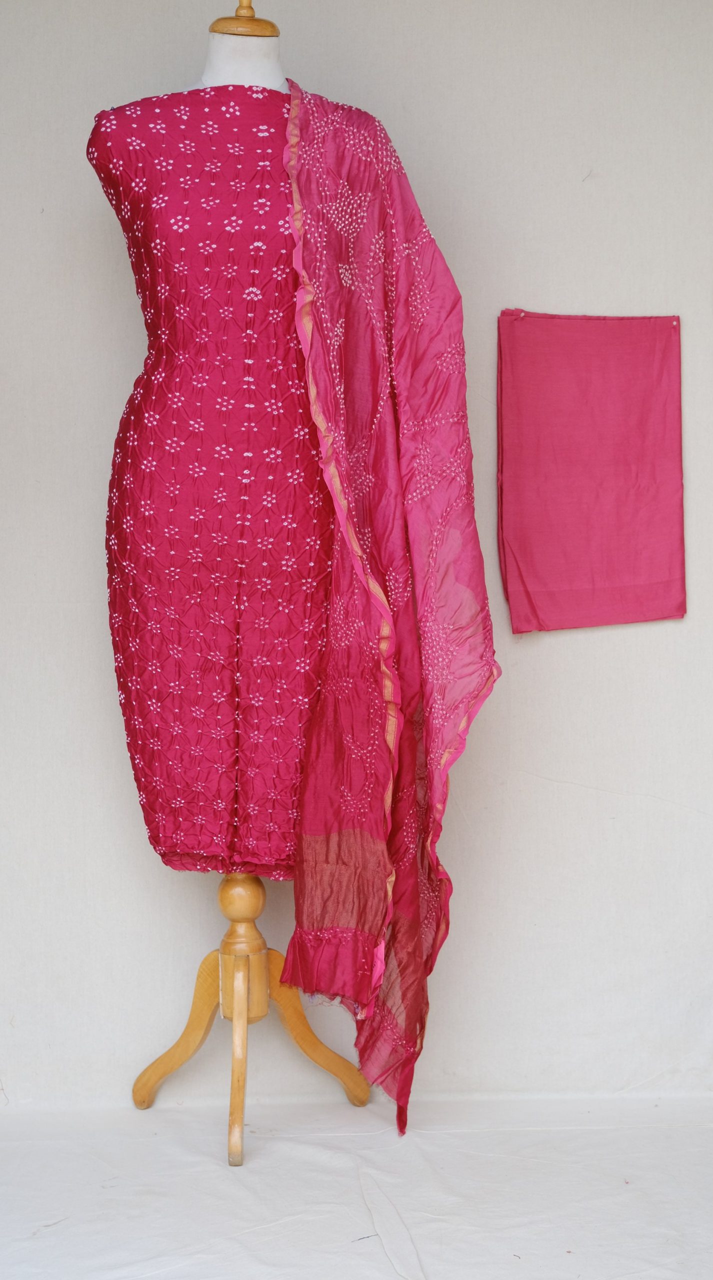 Nargis Rose - Premium Chanderi Silk Top, Bottom, and Dupatta Fabric Set