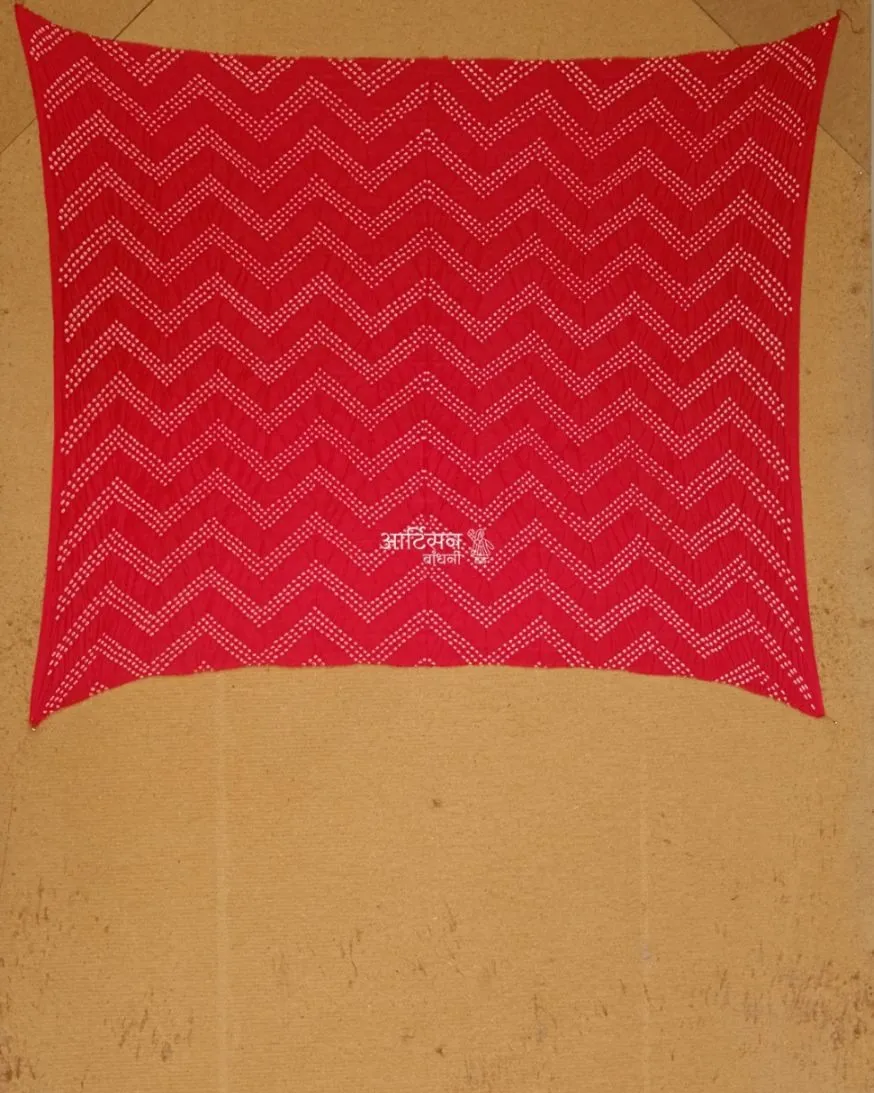 Red Munga Silk Standalone Blouse Material Panel Set