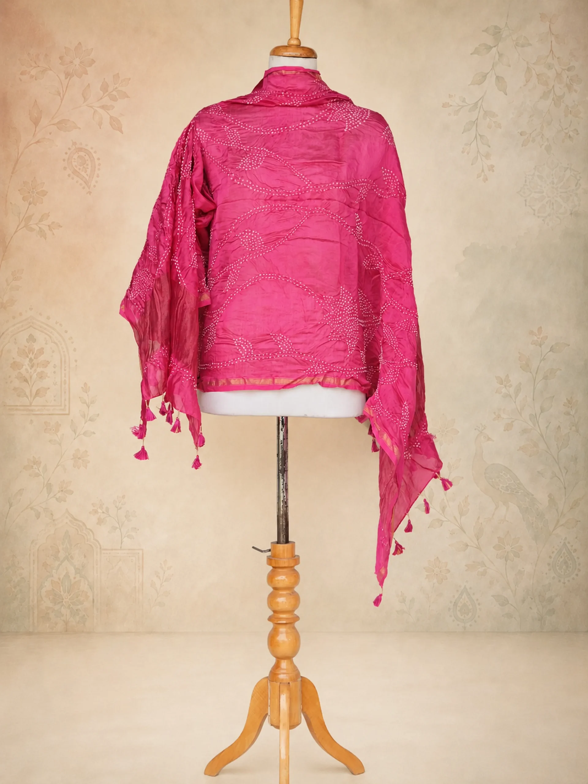 The Imperial Rose: Pure Chanderi Cotton Silk Dupatta