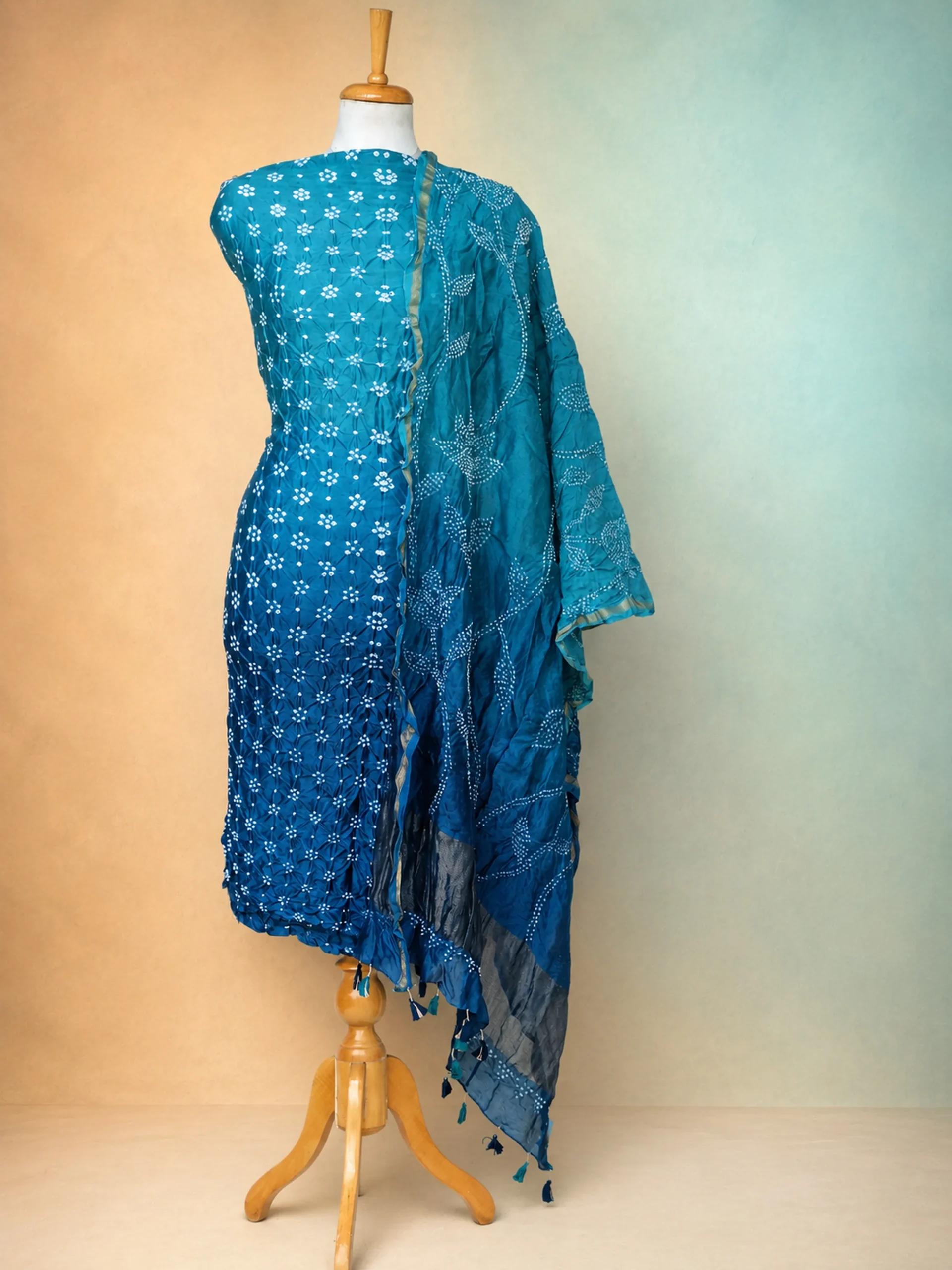Luxury Trousseau Collection: Seagreen & Blue Chanderi Silk Suit Piece