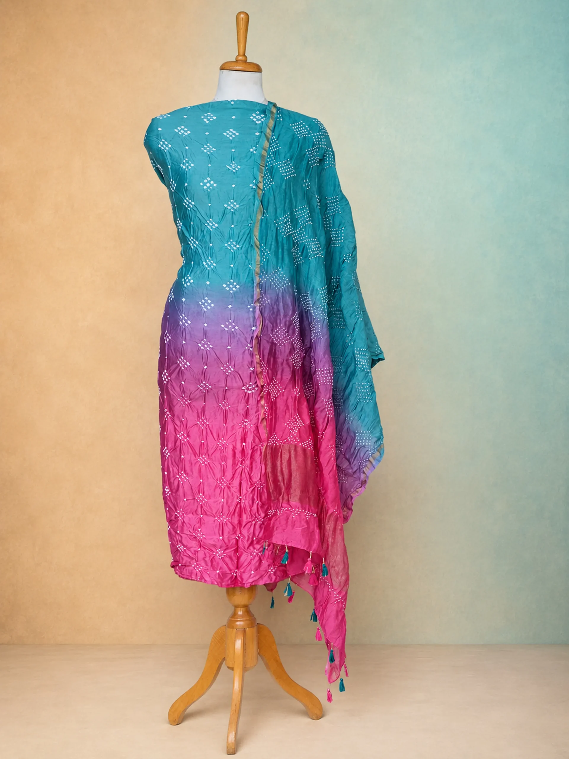 Premium Heritage Series: Pure Chanderi Silk Full Suit Set in Berry Tones
