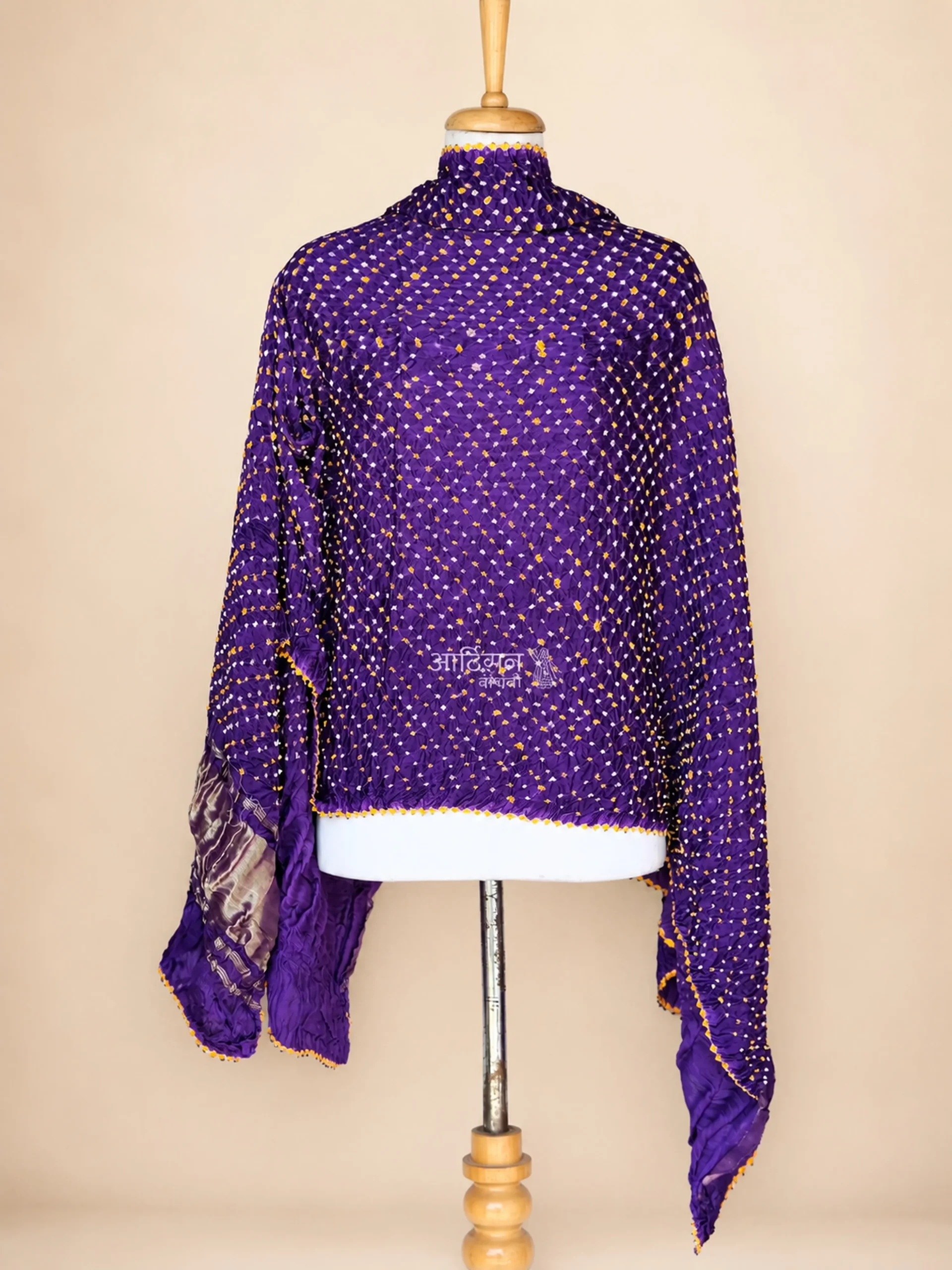 The Violet Veil – Authentic Semi Gaji Silk Bandhani Dupatta