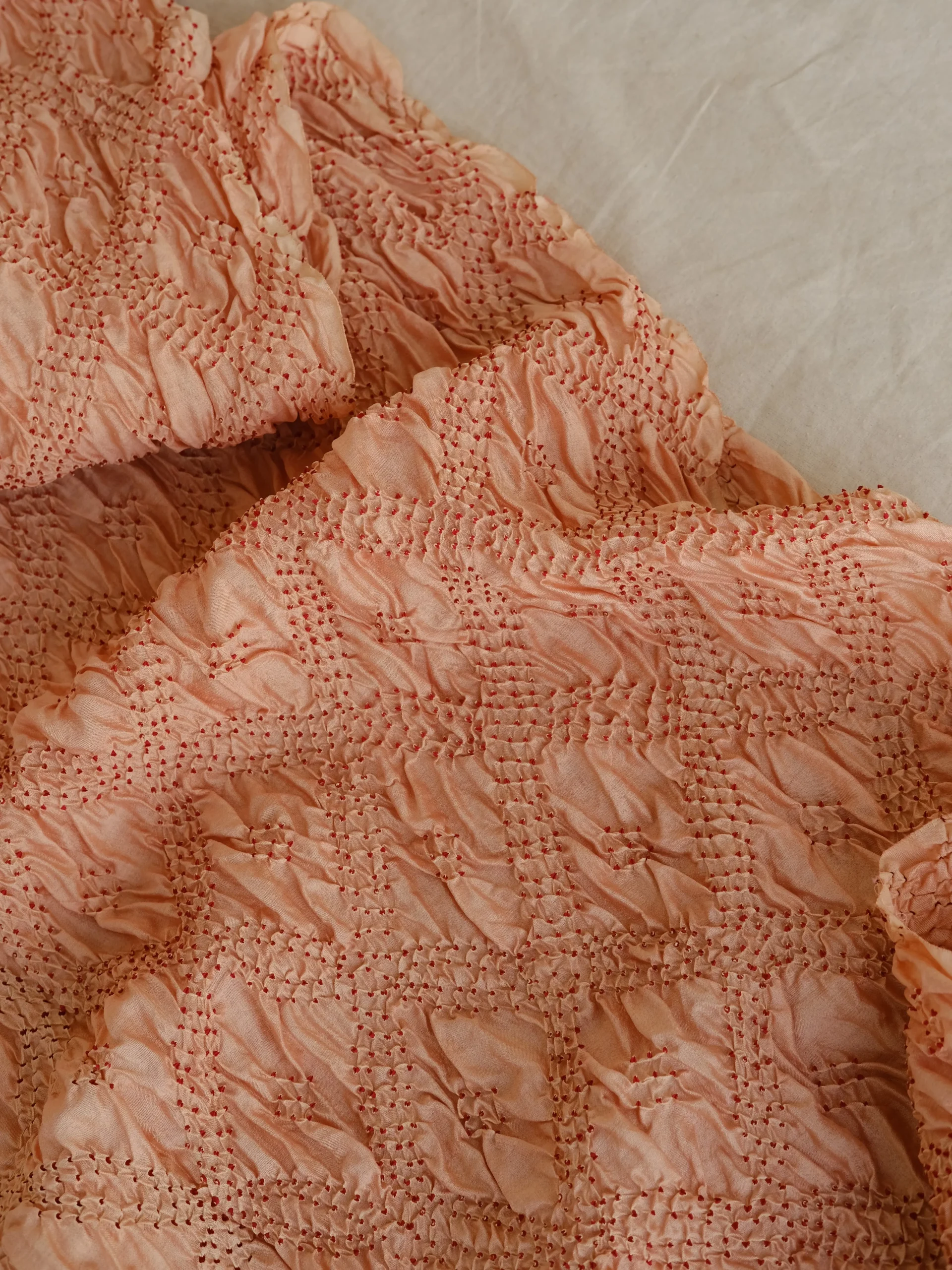 Desert Blush – Artisan Bandhani Munga Silk Fabric