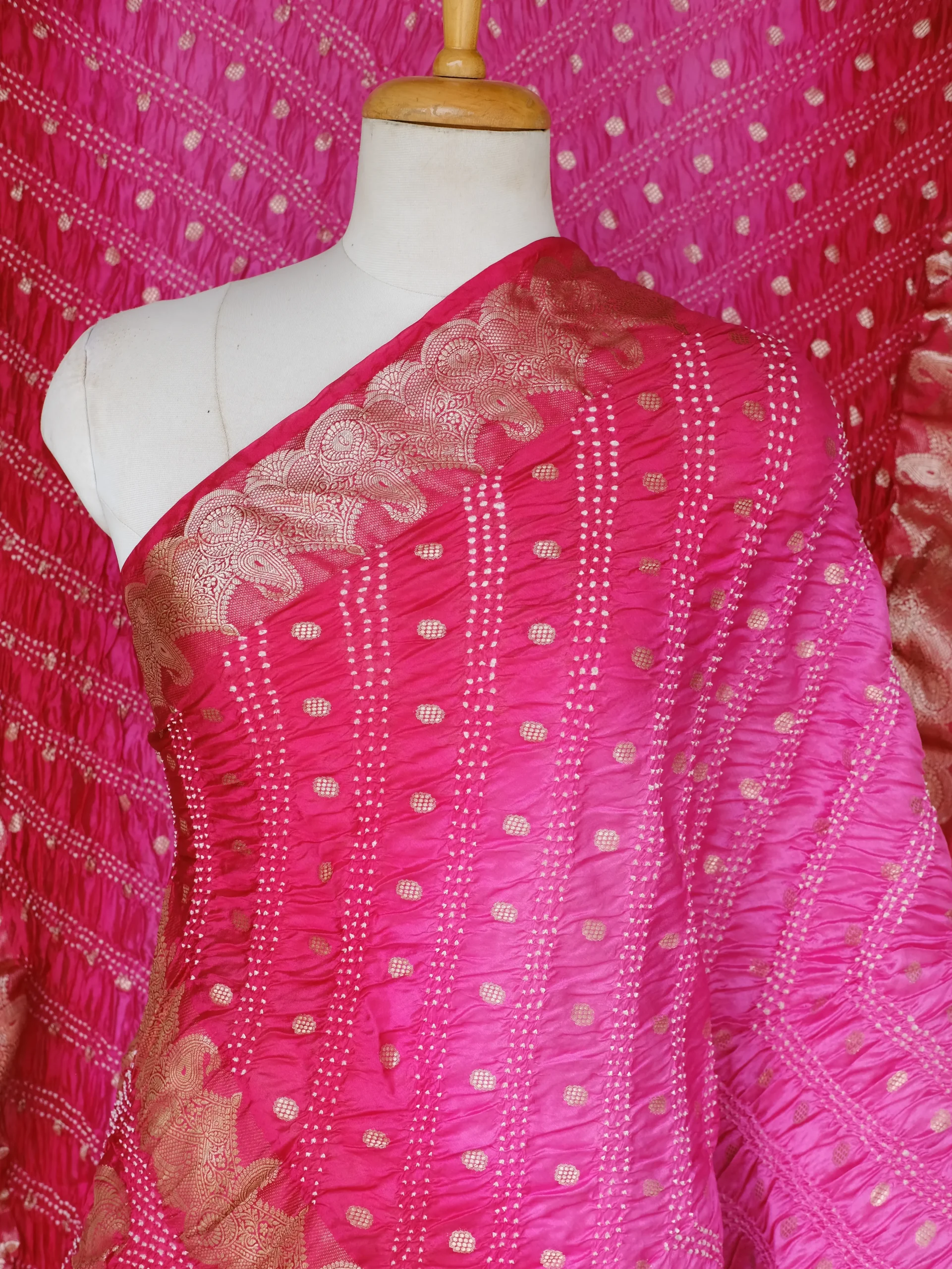 Premium Fuchsia Pink Katan Silk Festive Saree