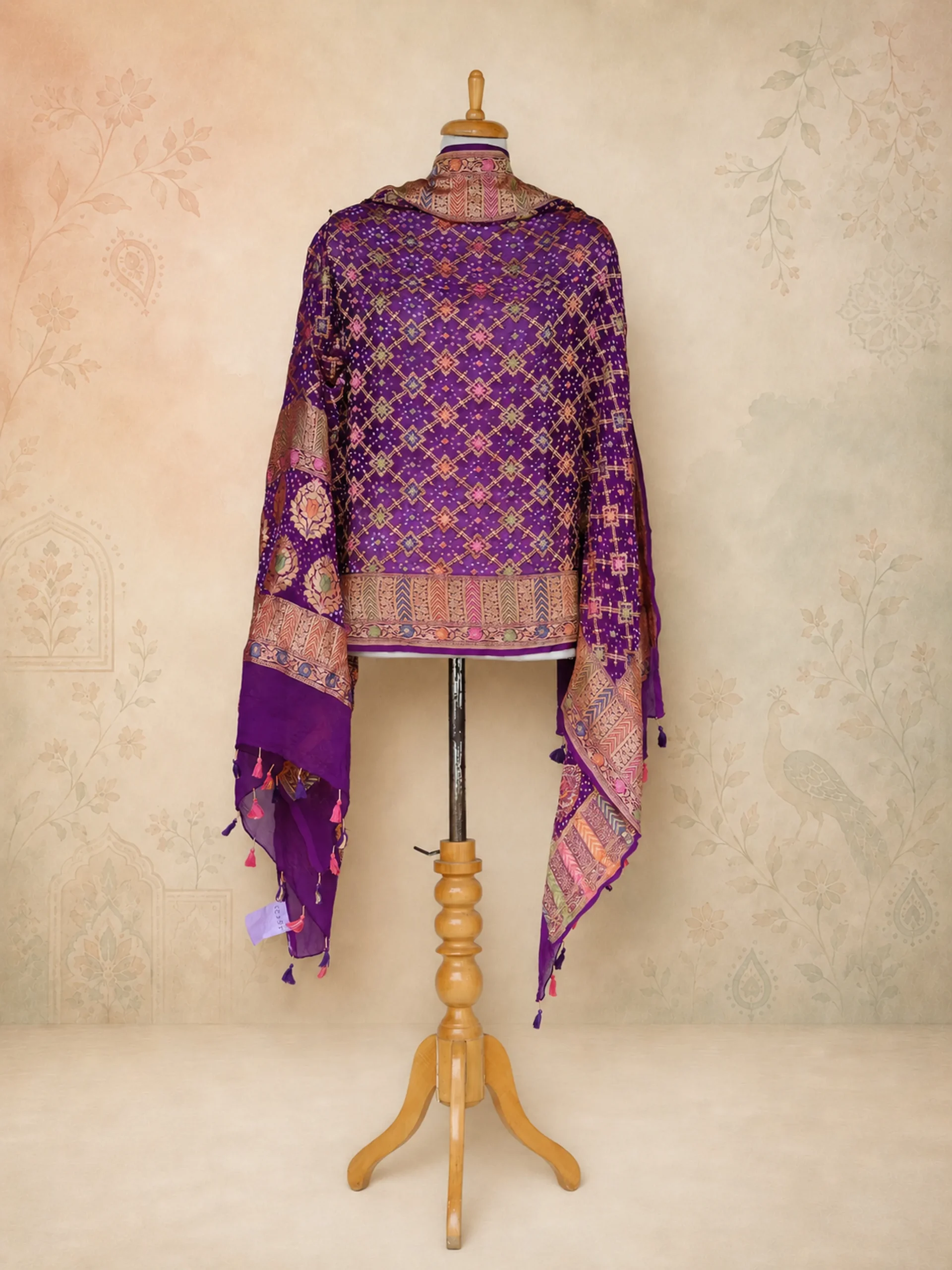 Luxury Trousseau Collection: Orchid Purple Pure Chiffon Georgette Dupatta Set