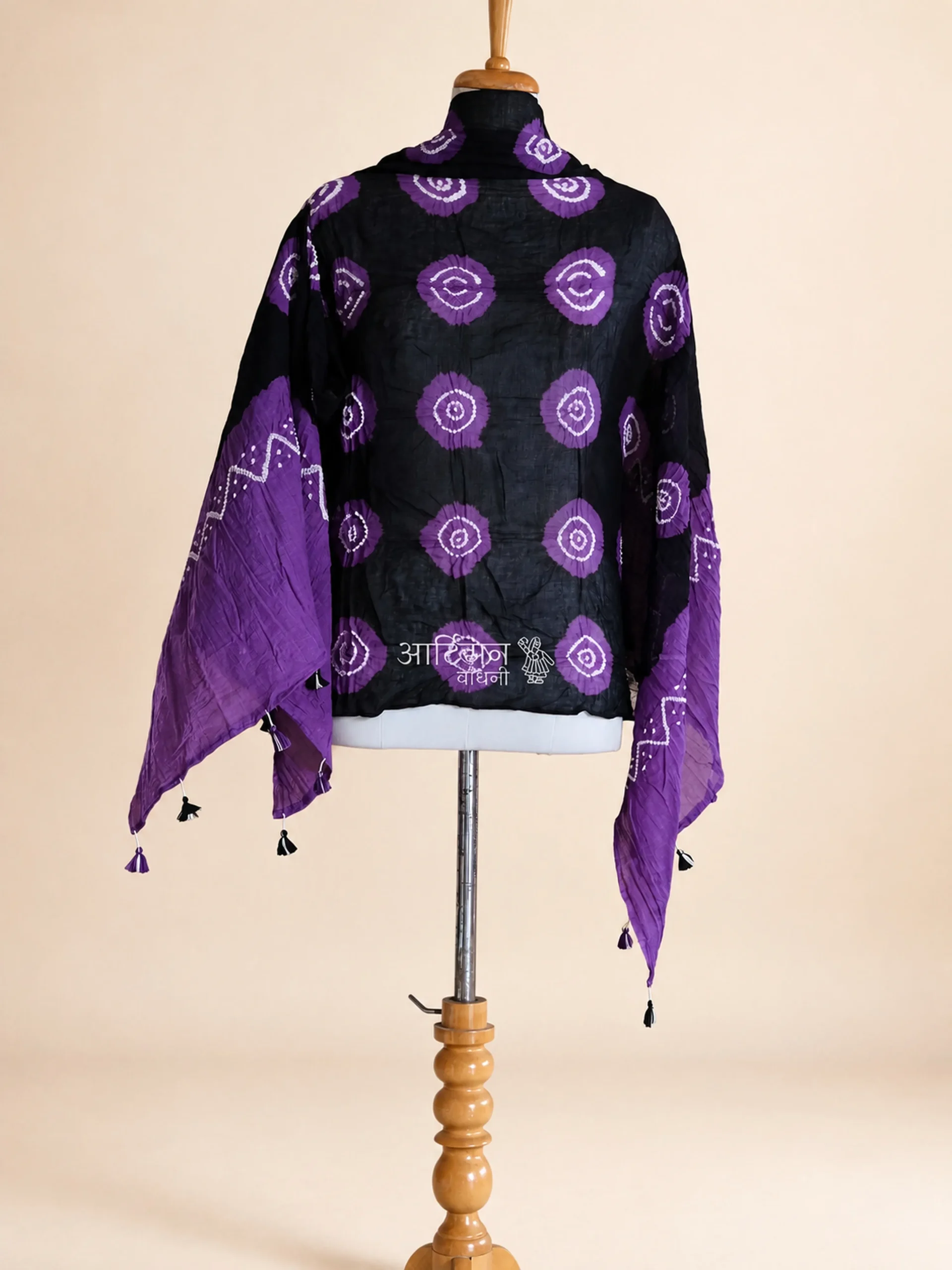 Midnight Orchid – Handcrafted Kutch Bandhani Pure Cotton Dupatta