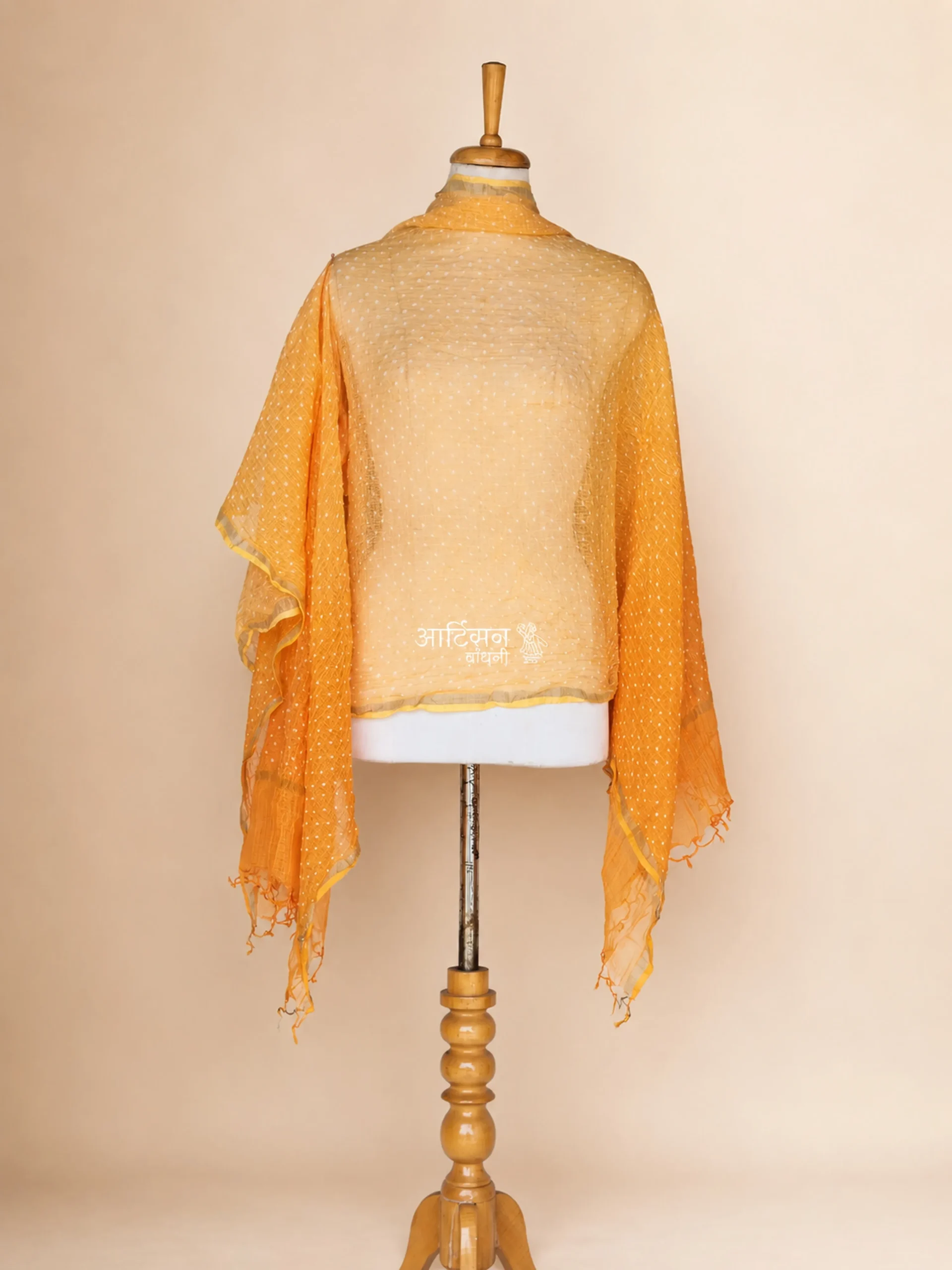 The Saffron Heirloom – Handmade Bandhani Dupatta