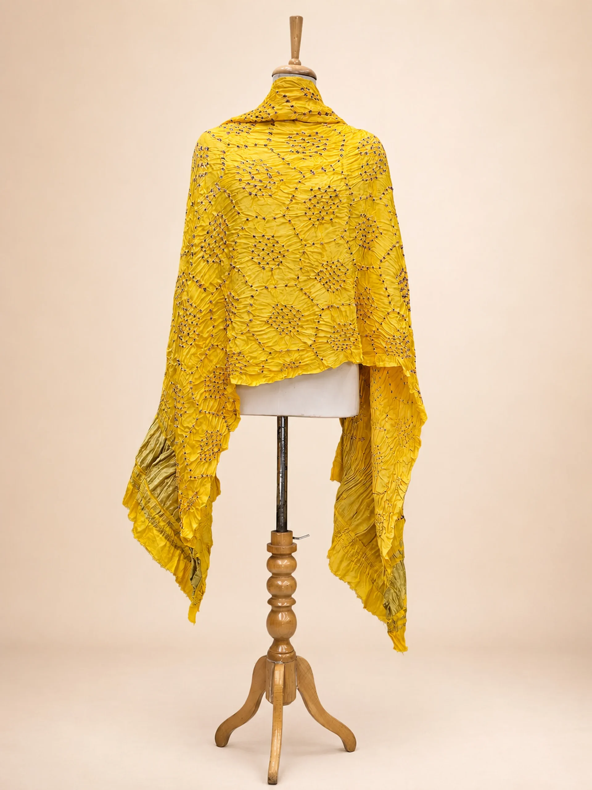 Ivory Crimson – Modal Silk Bandhani Dupatta