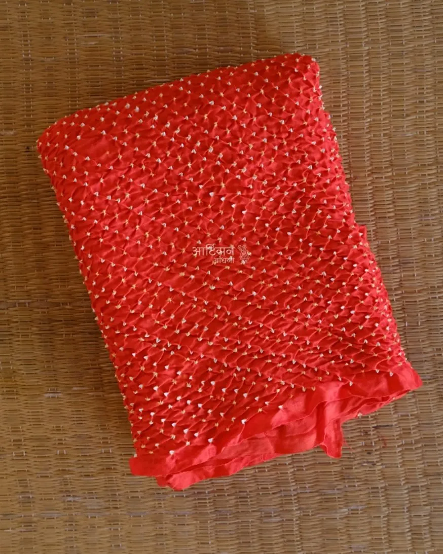 Festive Saffron Orange Gaji Silk Unstitched Material