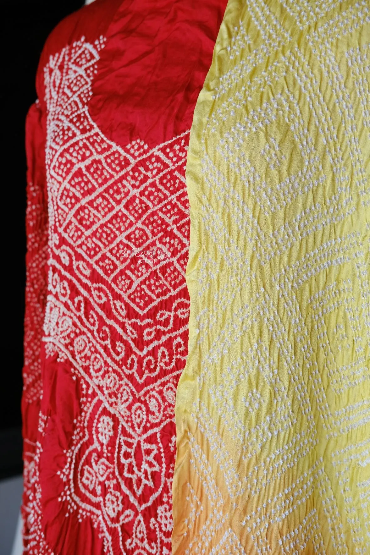 Haldi Kanku – Traditional Gaji Silk Bandhani Aabha