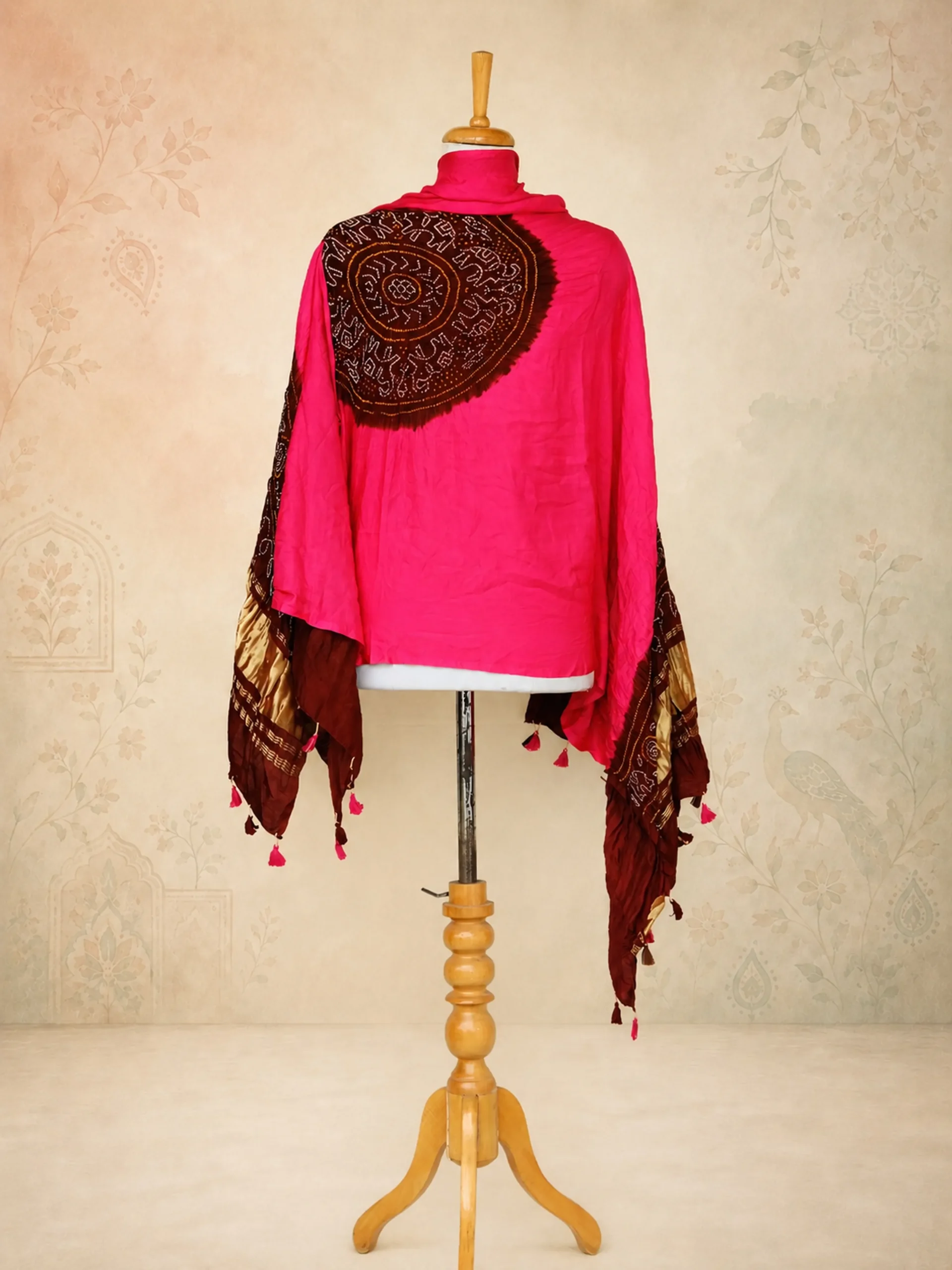 Surkh Bagh - Deep Magenta & Crimson Maroon Heavy Satin Gaji Silk Dupatta