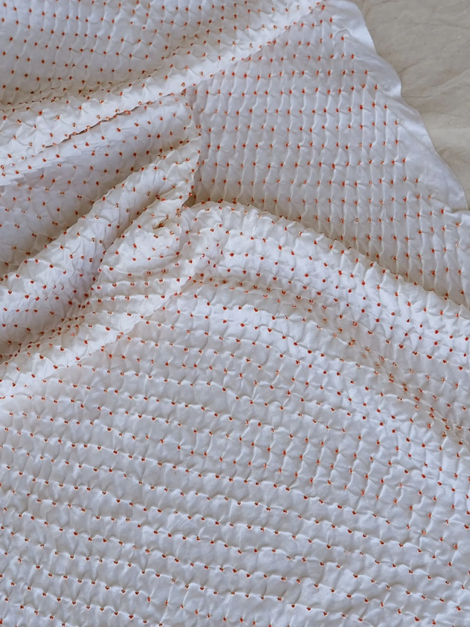 Ivory White Gaji Silk Micro-Dana Bandhani