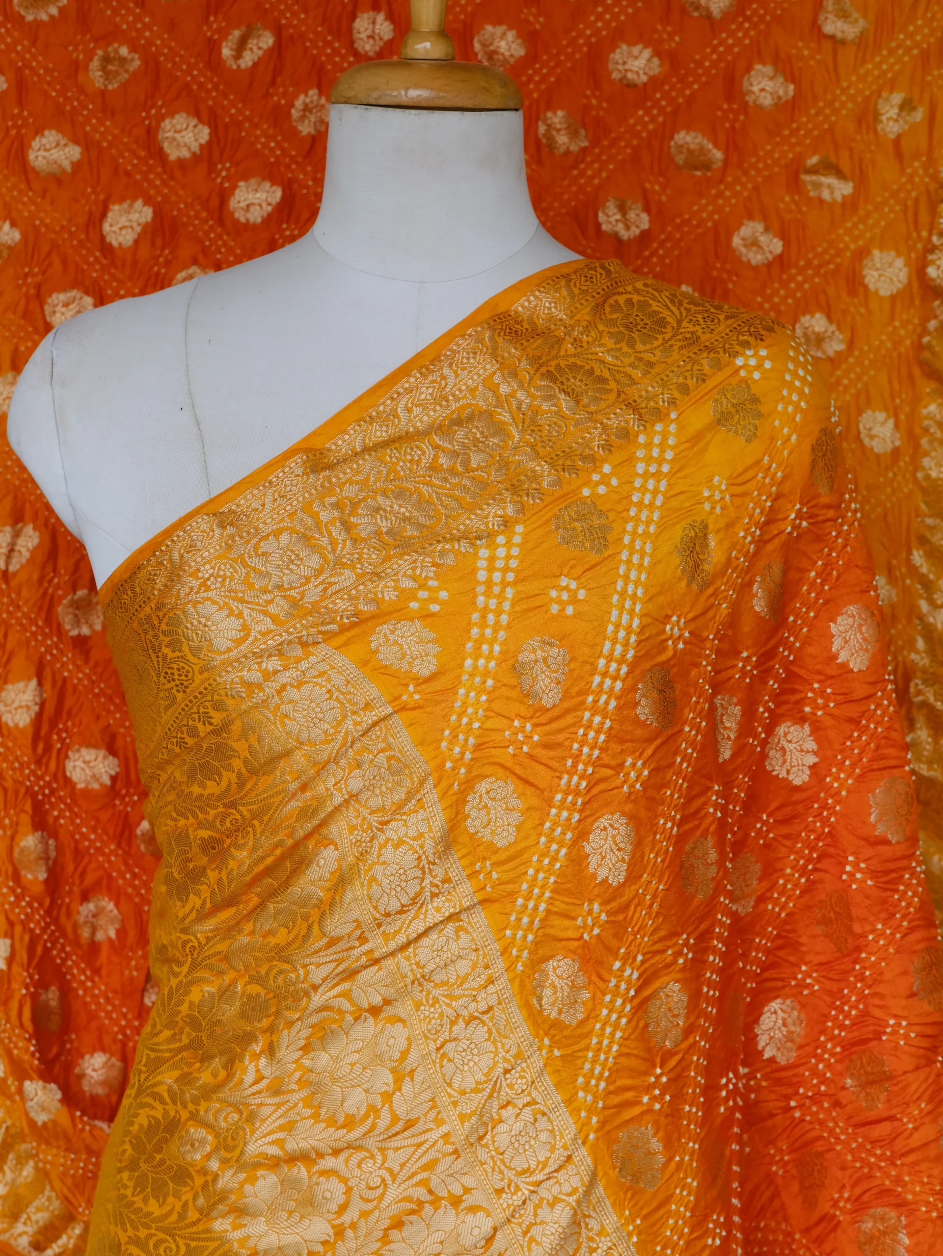 Designer Choice: Heavy Orange Katan Silk Saree with Blouse Piece